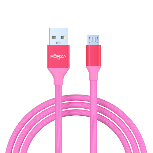 FORZA Кабель для зарядки Лето Micro USB, 1м, 2А, прорезиненный, 4 цвета, пакет FORZA