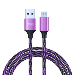 FORZA Кабель для зарядки Серпантин Micro USB, 1м, 1.5А, тканевая оплётка, 4 цвета, пакет