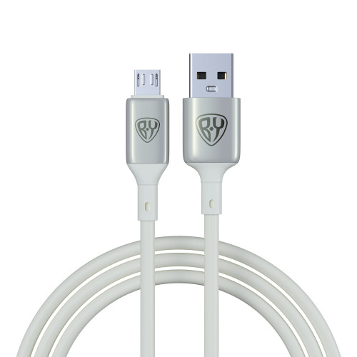 BY Кабель для зарядки Space Cable Pro Micro USB, 1м, Быстрая зарядка QC3.0, штекер металл, белый BY