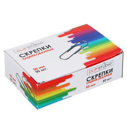 ClipStudio Скрепки металлические оцинкованные 50мм, 50шт в картонной коробке ClipStudio