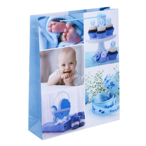 Пакет подарочный бумажный, 32x40x10 см, 128 гр, 4 дизайна, BABY (производитель не указан)