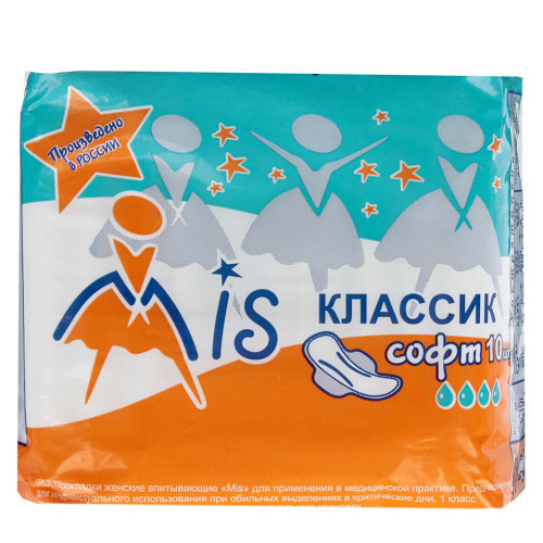 Прокладки гигиенические Mis классик софт, 4 капли, п/э, 10 шт MIS