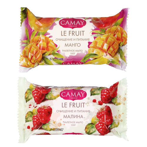 Мыло твердое туалетное CAMAY LE FRUIT Малина/Манго, п/э, 100г Camay