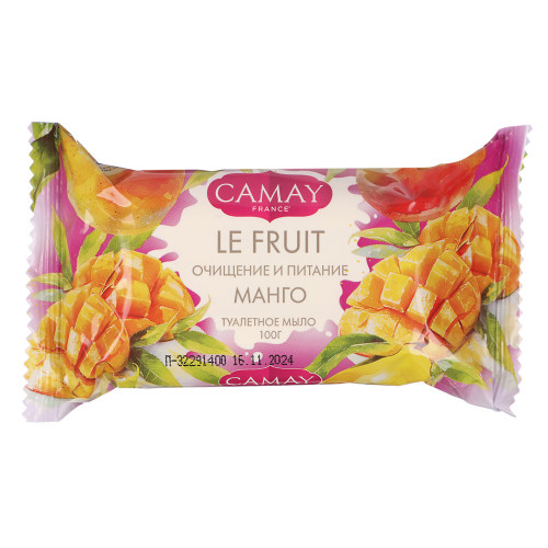 Мыло твердое туалетное CAMAY LE FRUIT Малина/Манго, п/э, 100г Camay