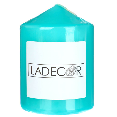 LADECOR Нежность, Свеча столбик, цвет тиффани, 2 цвета (1/3), 6,8x10 см LADECOR