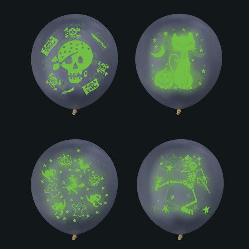 Набор флуоресцентных шаров, 3 шт, 12", арт 2, 4 дизайна (производитель не указан)