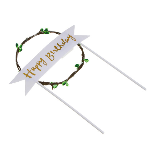Топпер для торта "Happy birthday", 14x21см, бумага, LED нить (производитель не указан)