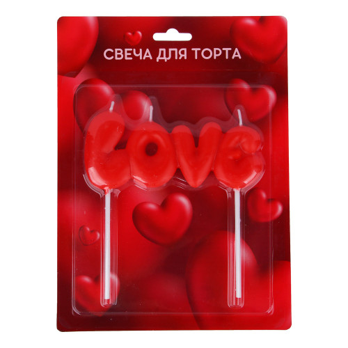 Свеча для торта LOVE, парафин, 12.5x11 см (производитель не указан)