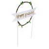 Топпер для торта "Happy birthday", 14x21см, бумага, LED нить (производитель не указан)
