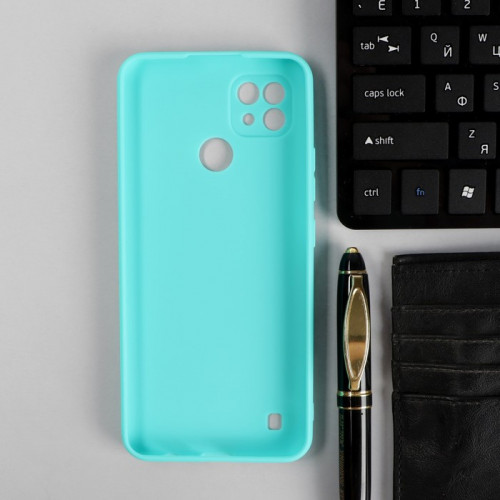 Чехол PERO, для телефона Realme C21, силиконовый, бирюзовый PERO