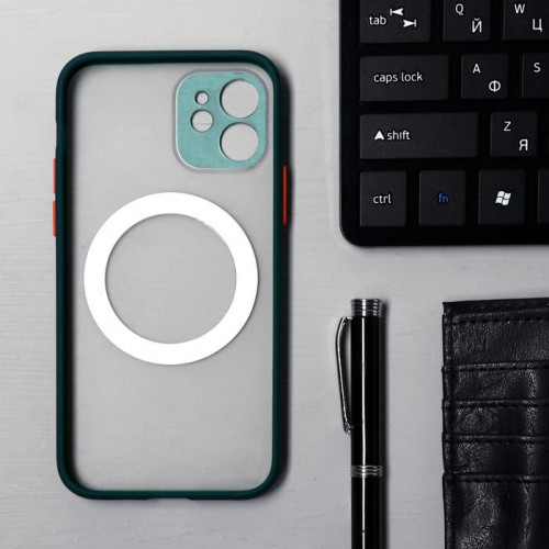 Чехол LuazON для iPhone 12, поддержка MagSafe, с окантовкой, пластиковый, зеленый Luazon Home