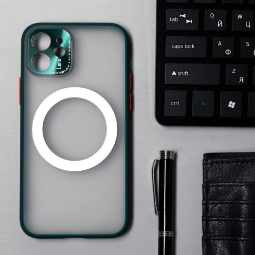 Чехол LuazON для iPhone 12, поддержка MagSafe, с окантовкой, пластиковый, зеленый Luazon Home