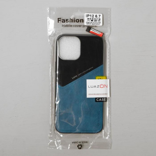 Чехол Luazon для iPhone 12 Pro Max, поддержка MagSafe, вставка из стекла и кожи, синий Luazon Home