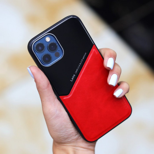 Чехол Luazon для iPhone 12/12 Pro, поддержка MagSafe, вставка из стекла и кожи, красный Luazon Home
