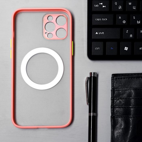 Чехол LuazON для iPhone 12 Pro Max, поддержка MagSafe, с окантовкой, пластиковый, розовый Luazon Home