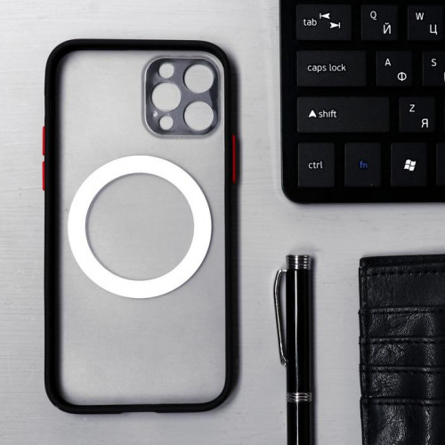 Чехол LuazON для iPhone 12 Pro, поддержка MagSafe, с окантовкой, пластиковый, черный Luazon Home