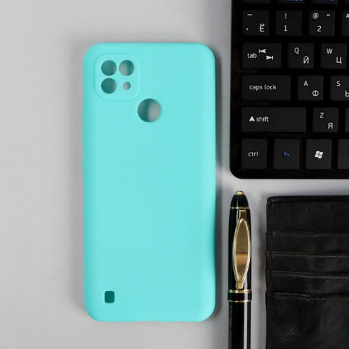 Чехол PERO, для телефона Realme C21, силиконовый, бирюзовый PERO