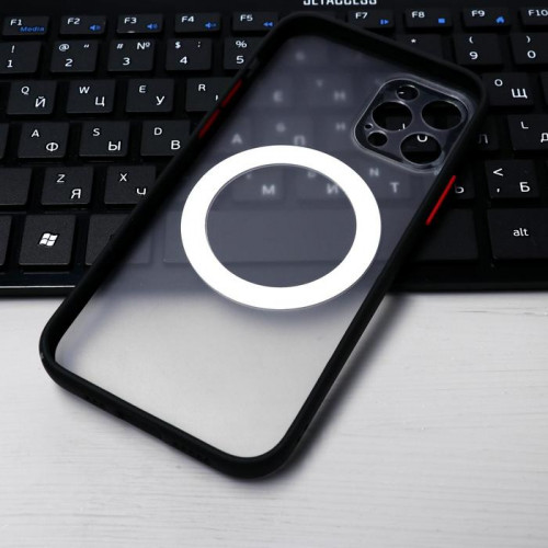 Чехол LuazON для iPhone 12 Pro, поддержка MagSafe, с окантовкой, пластиковый, черный Luazon Home