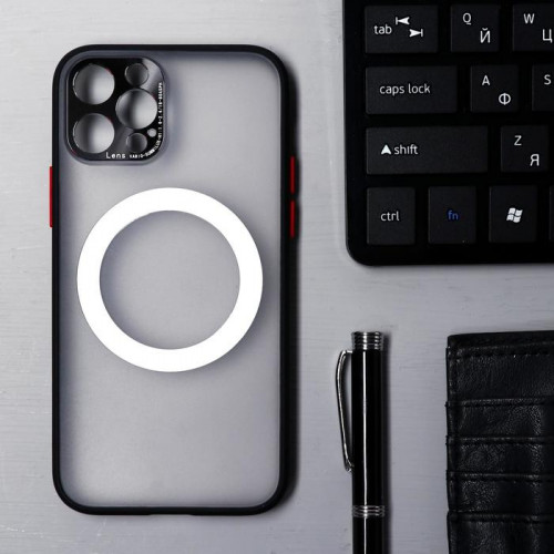 Чехол LuazON для iPhone 12 Pro, поддержка MagSafe, с окантовкой, пластиковый, черный Luazon Home
