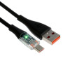 Кабель, 2 А, MicroUSB  - USB, прозрачный, TPE оплётка, 1 м, чёрный (производитель не указан)