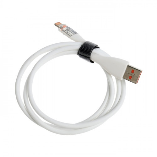 Кабель, 3 А, Lightning  - USB, прозрачный, TPE оплётка, 1 м, белый (производитель не указан)