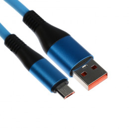 Кабель MicroUSB - USB, 2.4 A, оплётка TPE, утолщенный, 1 метр, синий