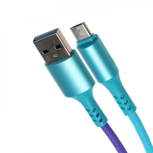 Кабель Luazon, microUSB - USB, 2 A, 1 м, оплётка нейлон, разноцветный Luazon Home