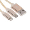 Кабель 2 в 1 Luazon, microUSB/Lightning - USB, 1 А, в виде брелка, золотистый Luazon Home