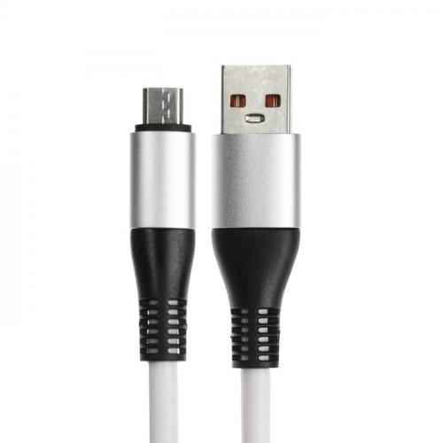 Кабель MicroUSB - USB, 2.4 A, оплётка TPE, утолщенный, 1 метр, белый (производитель не указан)