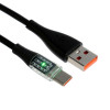 Кабель, 3 А, Type-C - USB, прозрачный, TPE оплётка, 1 м, чёрный (производитель не указан)