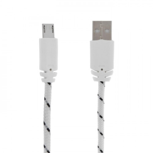 Кабель Luazon, microUSB - USB, 1 А, 0,9 м, оплётка нейлон, белый Luazon Home