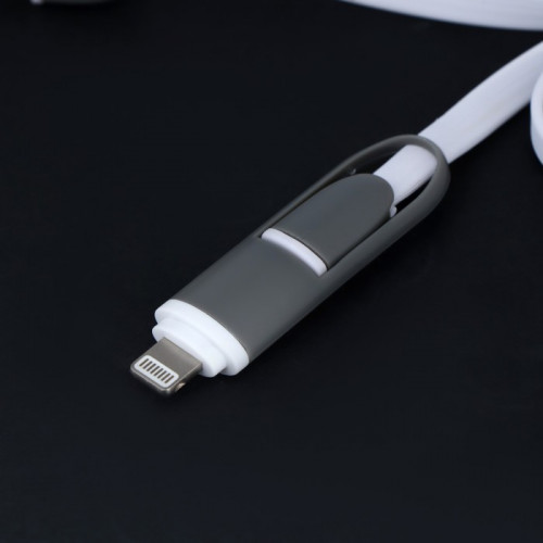 Кабель 2 в 1 Luazon, microUSB/Lightning - USB, 1 А, 0.9 м, плоский, МИКС Luazon Home