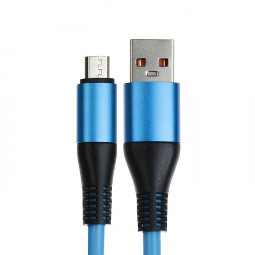 Кабель MicroUSB - USB, 2.4 A, оплётка TPE, утолщенный, 1 метр, синий (производитель не указан)