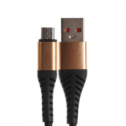 Кабель ONE DEPOT S03, microUSB - USB, 2.4 А, 1 метр, текстильная оплетка,черный No Name