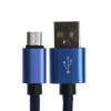 Кабель MicroUSB - USB, 2.1 А, оплётка нейлон, 1 метр, синий (производитель не указан)