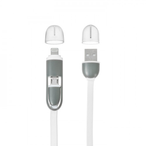 Кабель 2 в 1 Luazon, microUSB/Lightning - USB, 1 А, 0.9 м, плоский, МИКС Luazon Home