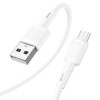 Кабель Hoco X83, Micro USB - USB, 2.4 А, 1 м, передача данных, ПВХ, белый Hoco