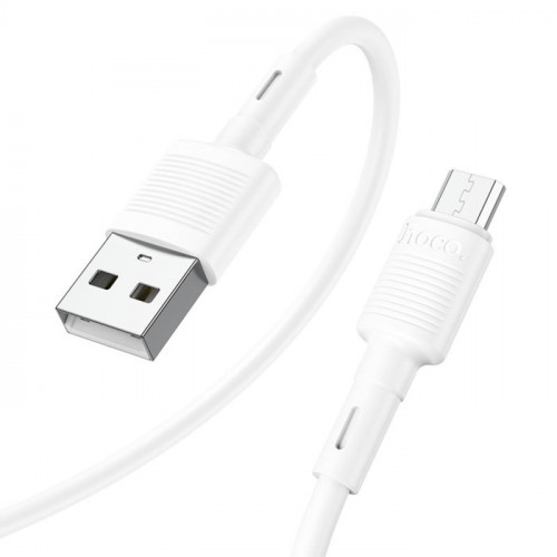 Кабель Hoco X83, Micro USB - USB, 2.4 А, 1 м, передача данных, ПВХ, белый Hoco