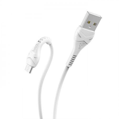 Кабель Hoco X37, microUSB - USB, 2.4 А, 1 м, PVC оплетка, белый Hoco