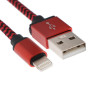 Кабель Luazon, Lightning - USB, 1 А, 1 м, оплётка нейлон, красный Luazon Home