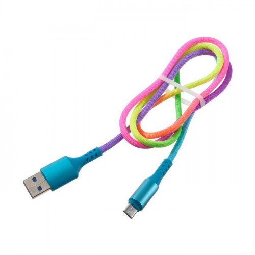 Кабель Luazon, microUSB - USB, 2 A, 1 м, оплётка нейлон, разноцветный Luazon Home