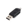 Картридер-OTG Luazon LNCR-001, подключение microUSB и USB, слоты SD microSD, черный Luazon Home