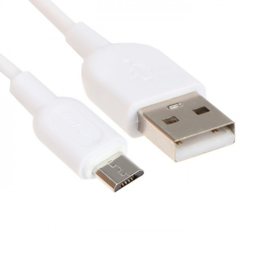 Кабель Smartbuy S01, microUSB - USB, 2.4 А, 1 м, зарядка + передача данных, белый Smartbuy