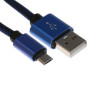 Кабель MicroUSB - USB, 2.1 А, оплётка нейлон, 1 метр, синий (производитель не указан)