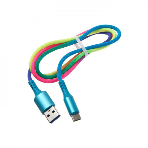 Кабель Luazon, Type-C - USB, 2 A, 0,9 м, оплётка нейлон, разноцветный Luazon Home