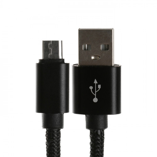 Кабель MicroUSB - USB, 2.1 А, оплётка нейлон, 2 метра, чёрный (производитель не указан)