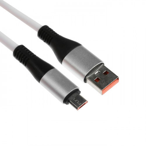 Кабель MicroUSB - USB, 2.4 A, оплётка TPE, утолщенный, 1 метр, белый (производитель не указан)