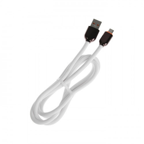 Кабель MicroUSB - USB, 2.4 A, оплётка PVC, 1 метр, белый (производитель не указан)