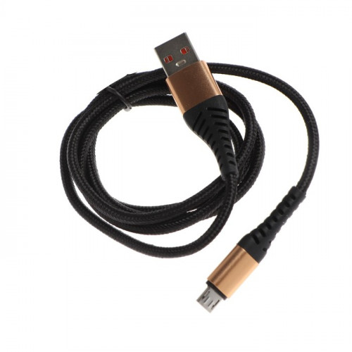 Кабель ONE DEPOT S03, microUSB - USB, 2.4 А, 1 метр, текстильная оплетка,черный No Name