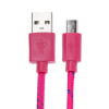 Кабель OXION DCC288, microUSB - USB, зарядка + передача данных, 1 м, оплетка, розовый Oxion